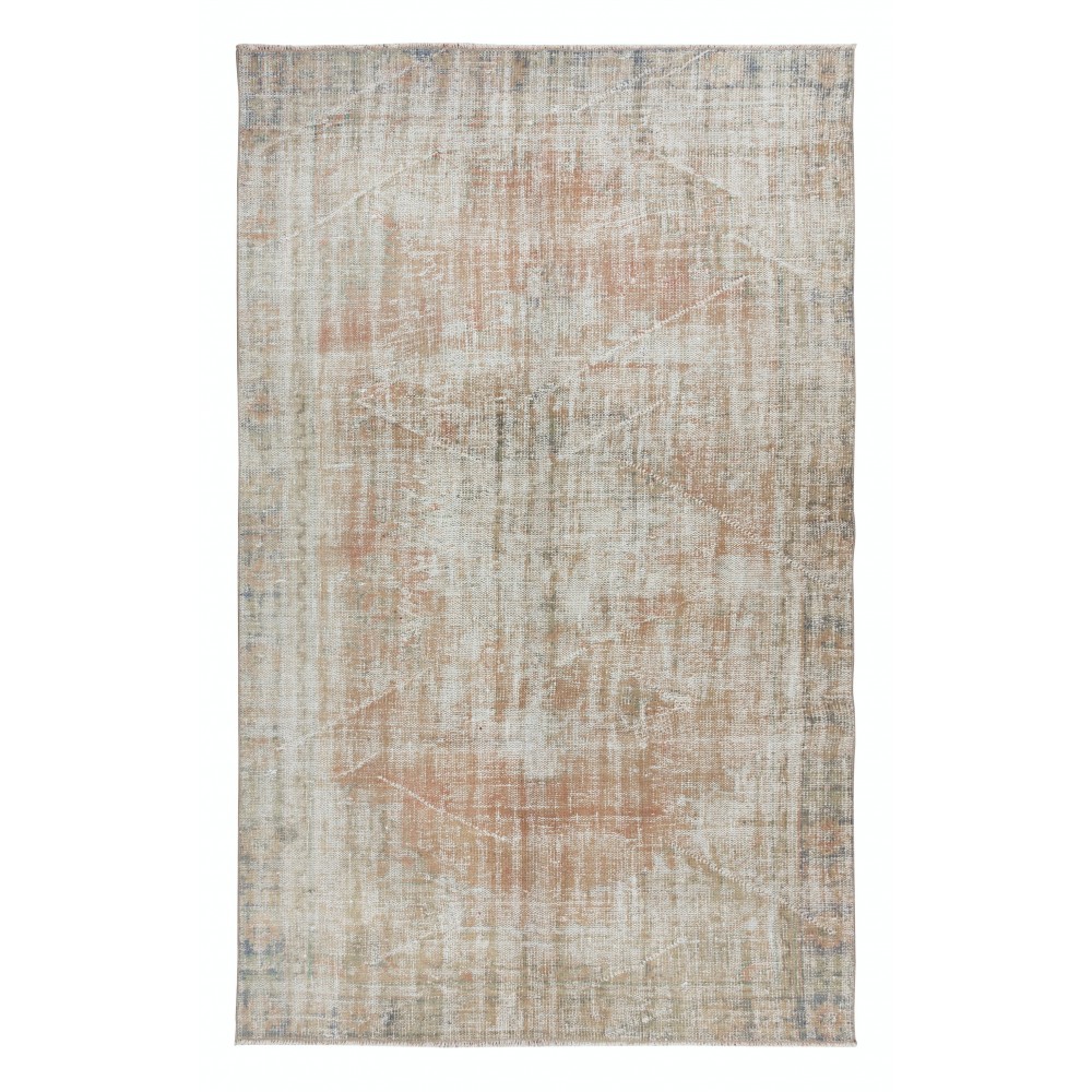 Vintage Sun Faded Anatolian Area Rug, Handmade Wool Carpet