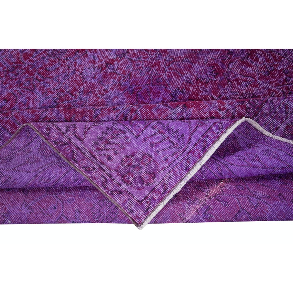 Modern Handmade Turkish Wool Area Rug in Purple