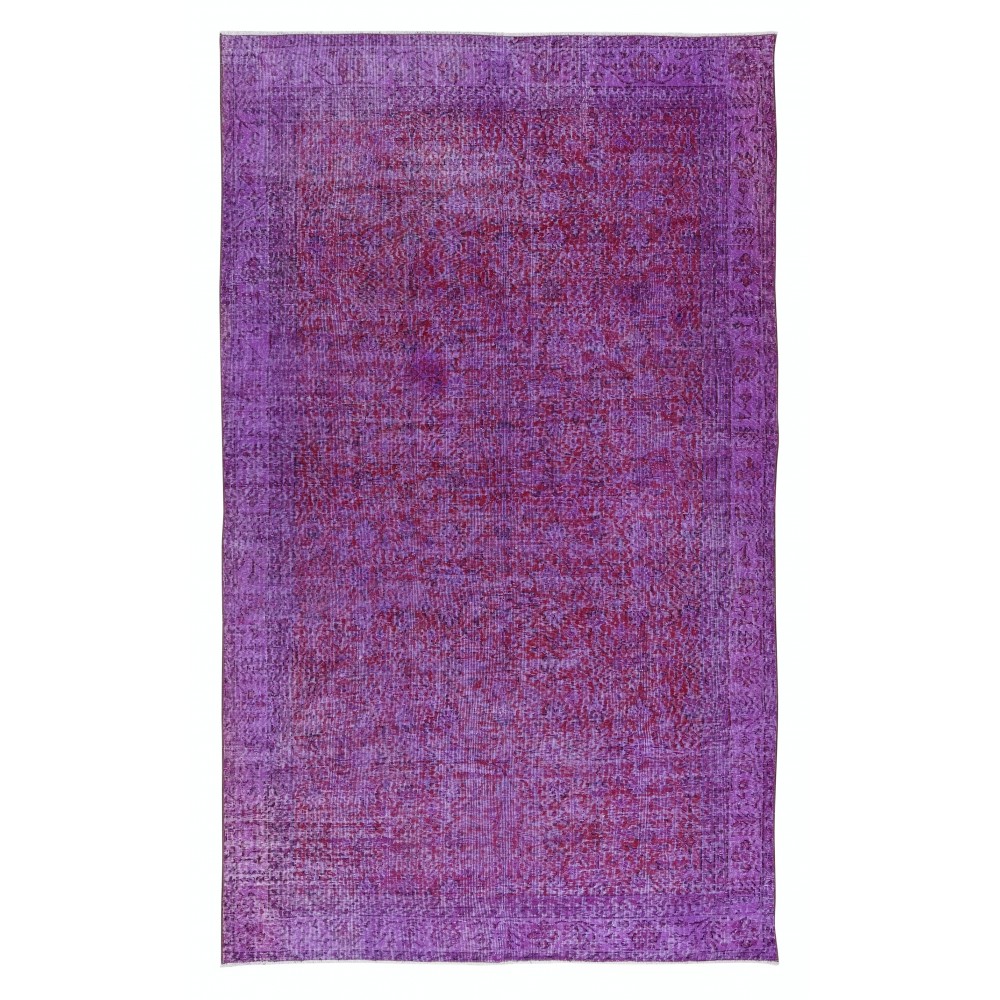 Modern Handmade Turkish Wool Area Rug in Purple