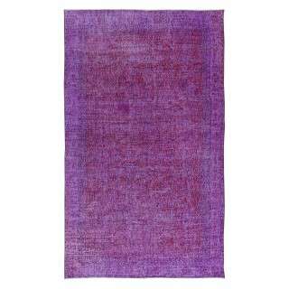 Modern Handmade Turkish Wool Area Rug in Purple