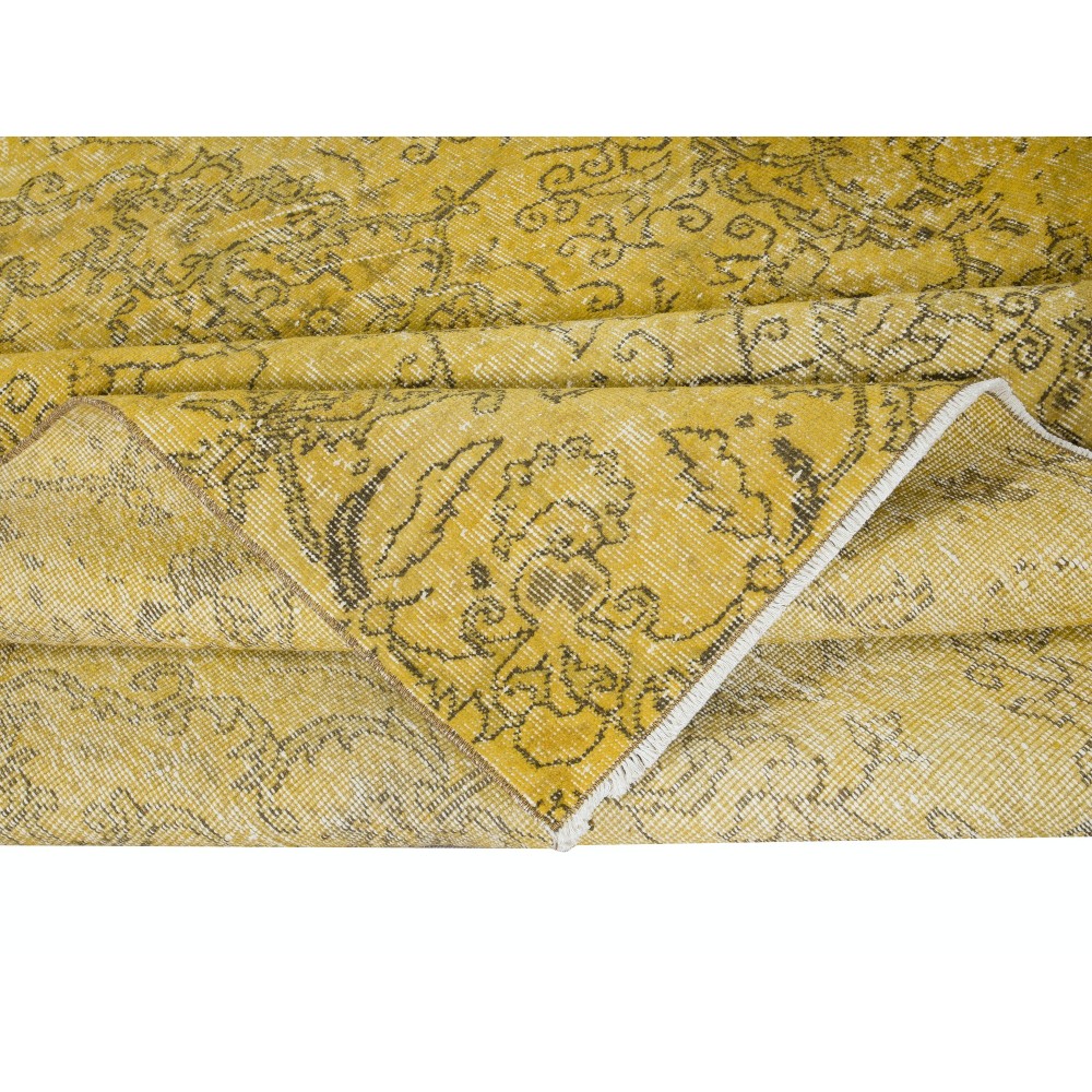 Handmade Turkish Area Rug in Yellow, Contemporary Carpet
