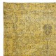 Handmade Turkish Area Rug in Yellow, Contemporary Carpet