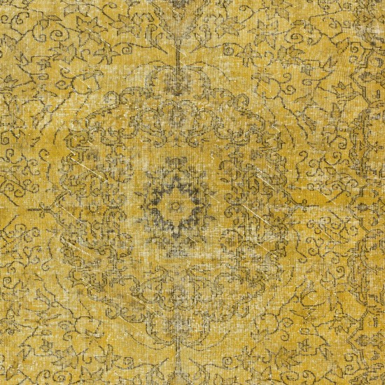 Handmade Turkish Area Rug in Yellow, Contemporary Carpet