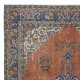 Traditional Vintage Handmade Turkish Rug in Red & Navy Blue with Medallion