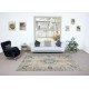 Vintage Turkish Rug in Beige & Navy Blue, Sun Faded Handmade Carpet