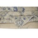 Vintage Turkish Rug in Beige & Navy Blue, Sun Faded Handmade Carpet