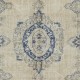Mid-Century Anatolian Rug in Beige & Navy Blue, Sun Faded Handmade Carpet