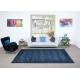 Hand Knotted Rug with Floral Design, Blue Modern Turkish Carpet for Living Room Decor, Boho Rug