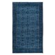 Hand Knotted Rug with Floral Design, Blue Modern Turkish Carpet for Living Room Decor, Boho Rug