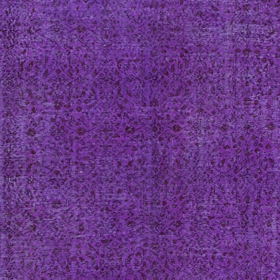 Modern Floral Patterned Area Rug in Purple, Hand-Knotted in Turkey