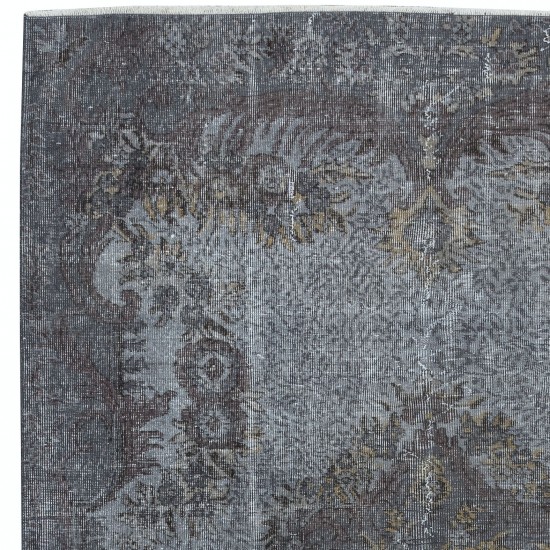 Aubusson Inspired Rug in Gray for Modern Interiors, Handmade in Turkey