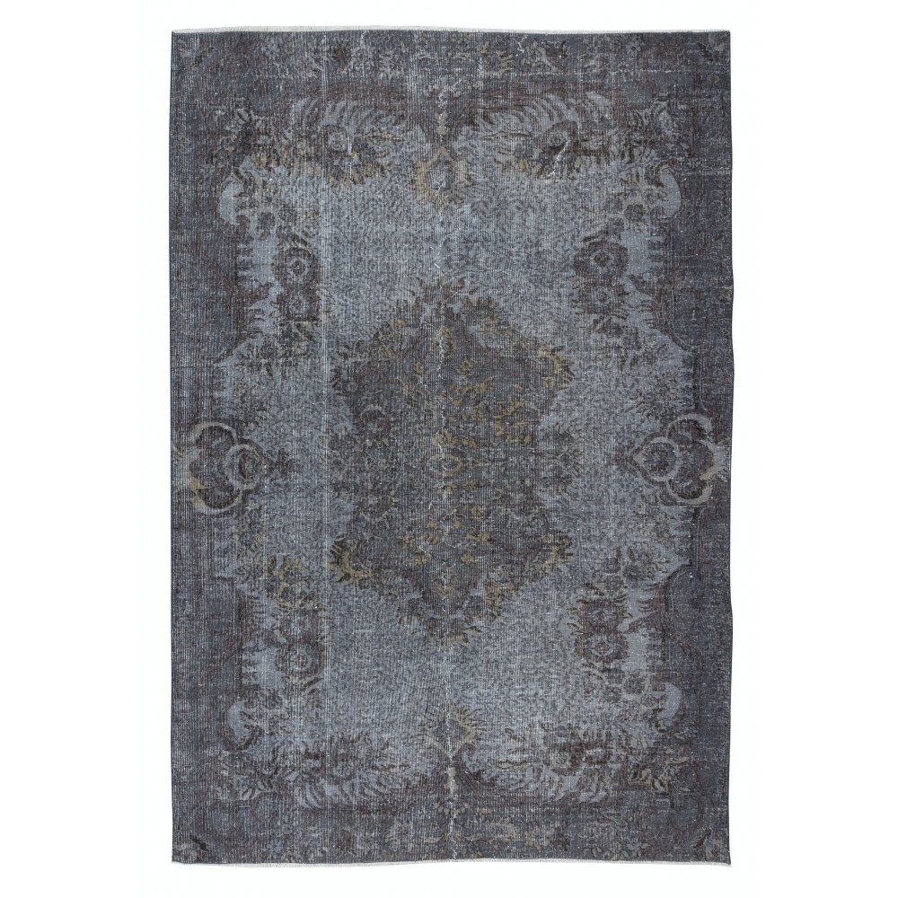 Aubusson Inspired Rug in Gray for Modern Interiors, Handmade in Turkey