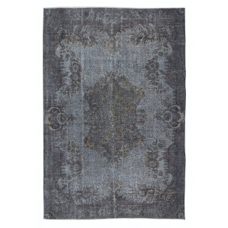 Aubusson Inspired Rug in Gray for Modern Interiors, Handmade in Turkey