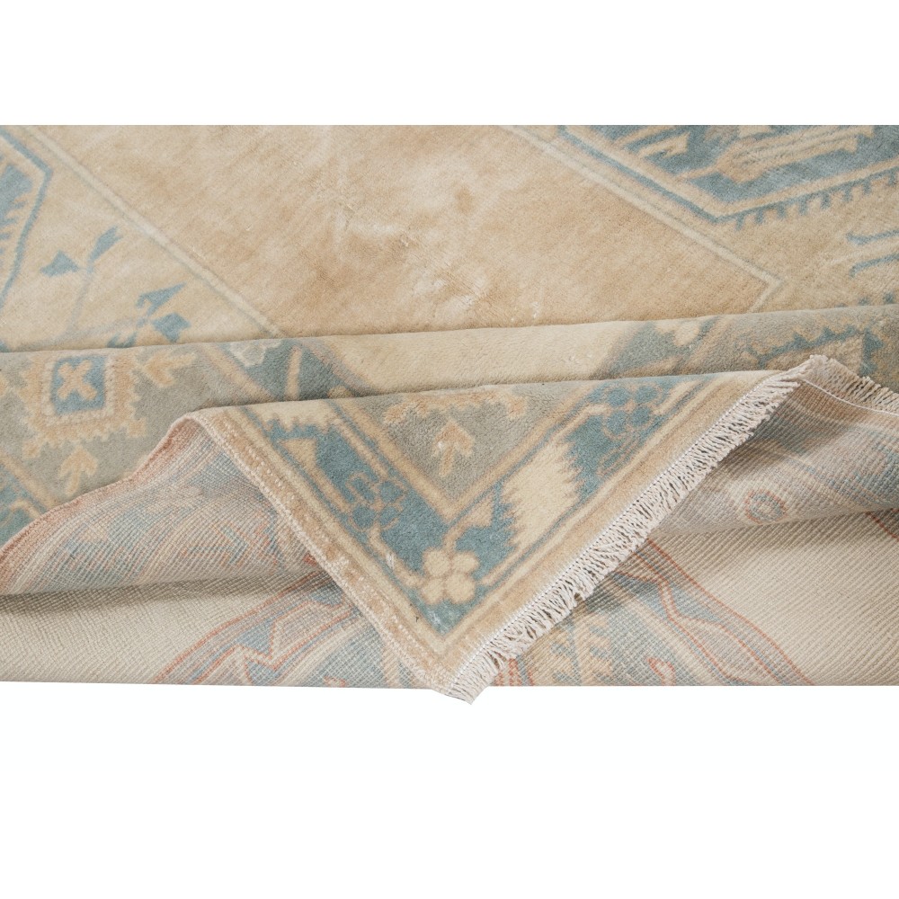 Vintage Faded Hand Knotted Melas Rug, 100% Wool, Ca 1980
