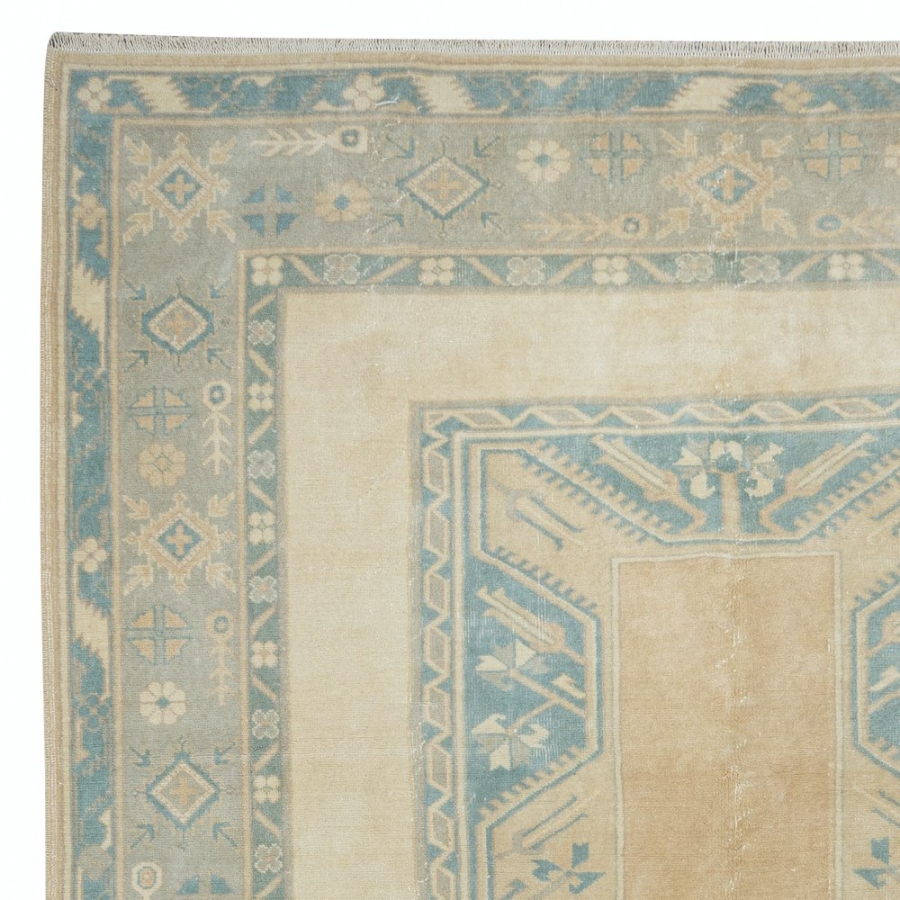 Vintage Faded Hand Knotted Melas Rug, 100% Wool, Ca 1980