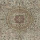 Splendid Vintage Handmade Turkish Beige Area Rug with Medallion Design