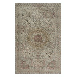 Vintage Handmade Turkish Kayseri Area Rug with Medallion Design, 100% Wool