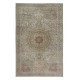 Vintage Handmade Turkish Kayseri Area Rug with Medallion Design, 100% Wool