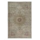 Splendid Vintage Handmade Turkish Beige Area Rug with Medallion Design