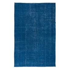 Modern Handmade Rug in Sapphire Blue, One-of-a-kind Upcycled Carpet, Turkish Floor Covering