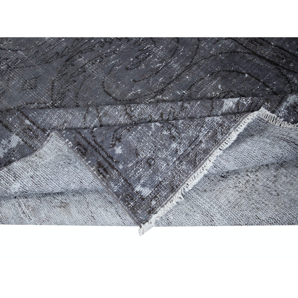 Gray Handmade Area Rug for Modern Shabby Chic Decor, Low Pile Carpet from Turkey