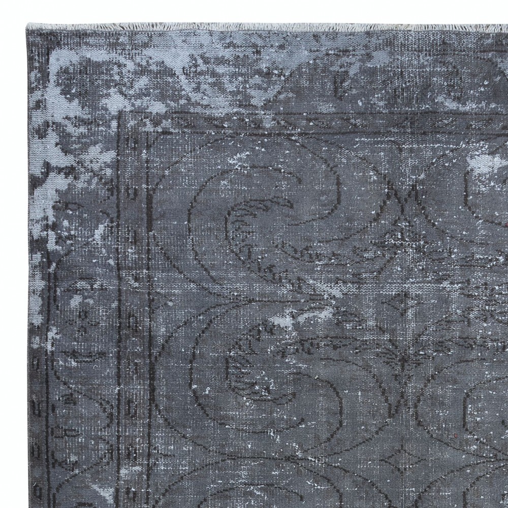 Gray Handmade Area Rug for Modern Shabby Chic Decor, Low Pile Carpet from Turkey