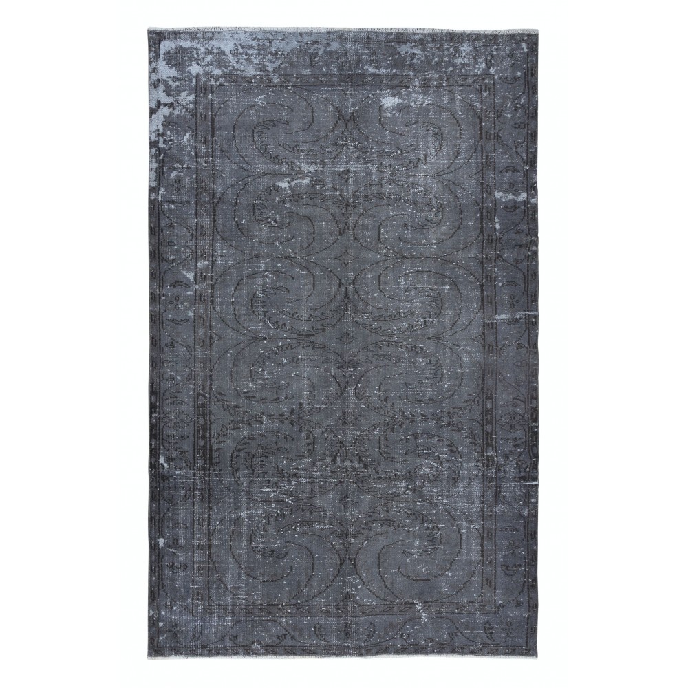 Gray Handmade Area Rug for Modern Shabby Chic Decor, Low Pile Carpet from Turkey