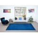 Modern Anatolian Area Rug in Ocean Blue, Handmade Navy Blue Carpet with Flower Design