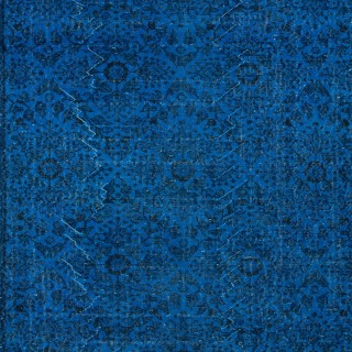 Modern Anatolian Area Rug in Ocean Blue, Handmade Navy Blue Carpet with Flower Design Modern Anatolian Area Rug in Ocean Blue, Handmade Navy Blue Carpet with Flower Design