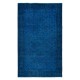 Modern Anatolian Area Rug in Ocean Blue, Handmade Navy Blue Carpet with Flower Design