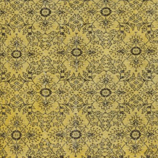 Upcycled Yellow Turkish Area Rug, Floral Design Handmade Carpet, Modern Floor Covering