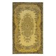 Contemporary Handmade Turkish Area Rug with Medallion Design & Yellow Background
