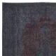 Handmade Turkish Area Rug in Gray, Burgundy Red & Dark Blue for Modern Interiors