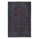 Handmade Turkish Area Rug in Gray, Burgundy Red & Dark Blue for Modern Interiors