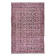 Handmade Floral Pattern Floor Area Rug in Pink, Modern Turkish Wool Carpet