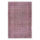 Handmade Floral Pattern Floor Area Rug in Pink, Modern Turkish Wool Carpet