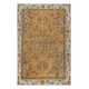 Unique Chinese Art Deco Inspired Vintage Handmade Rug in Orange & Beige