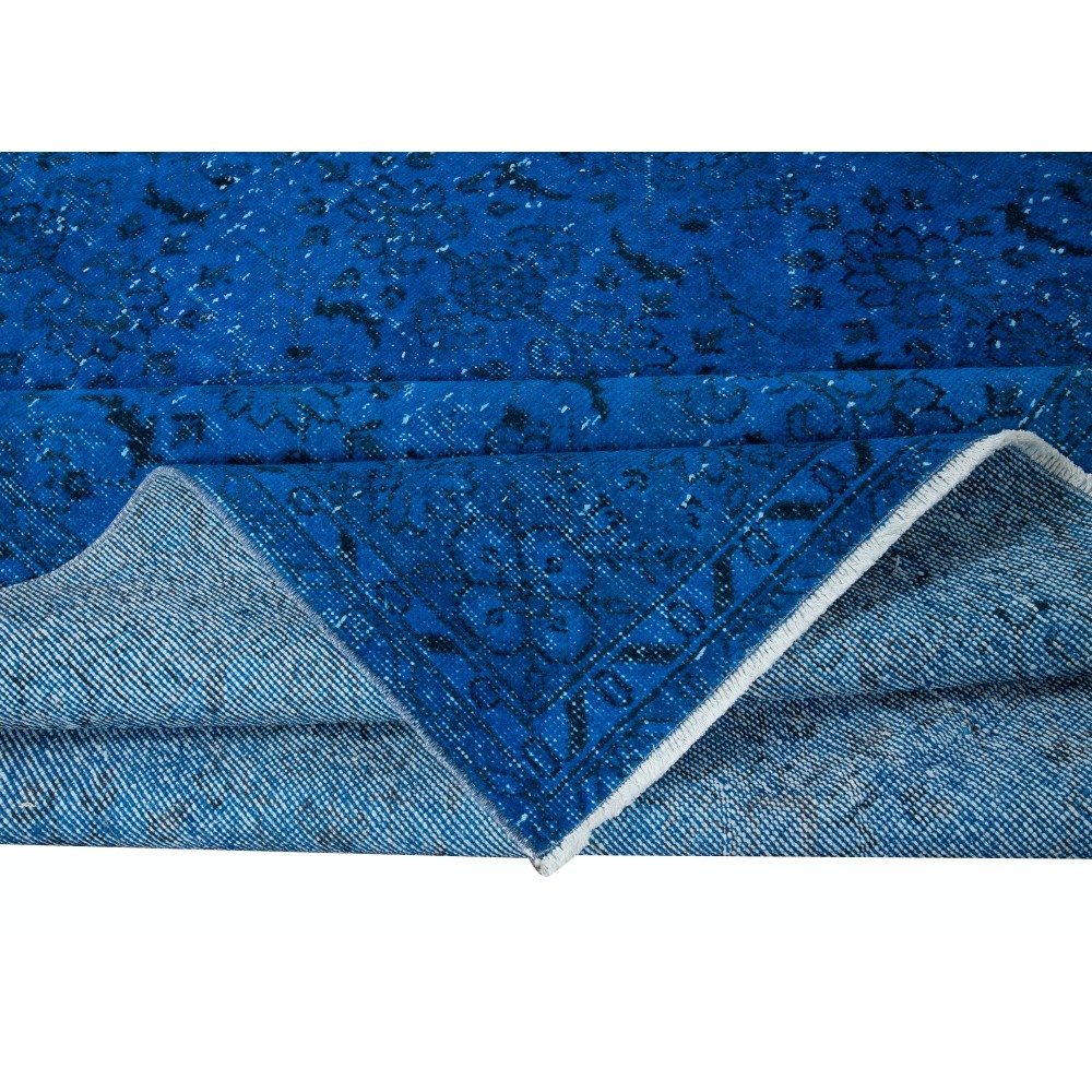 Modern Blue Handmade Area Rug, Turkish Carpet, Woolen Floor Covering
