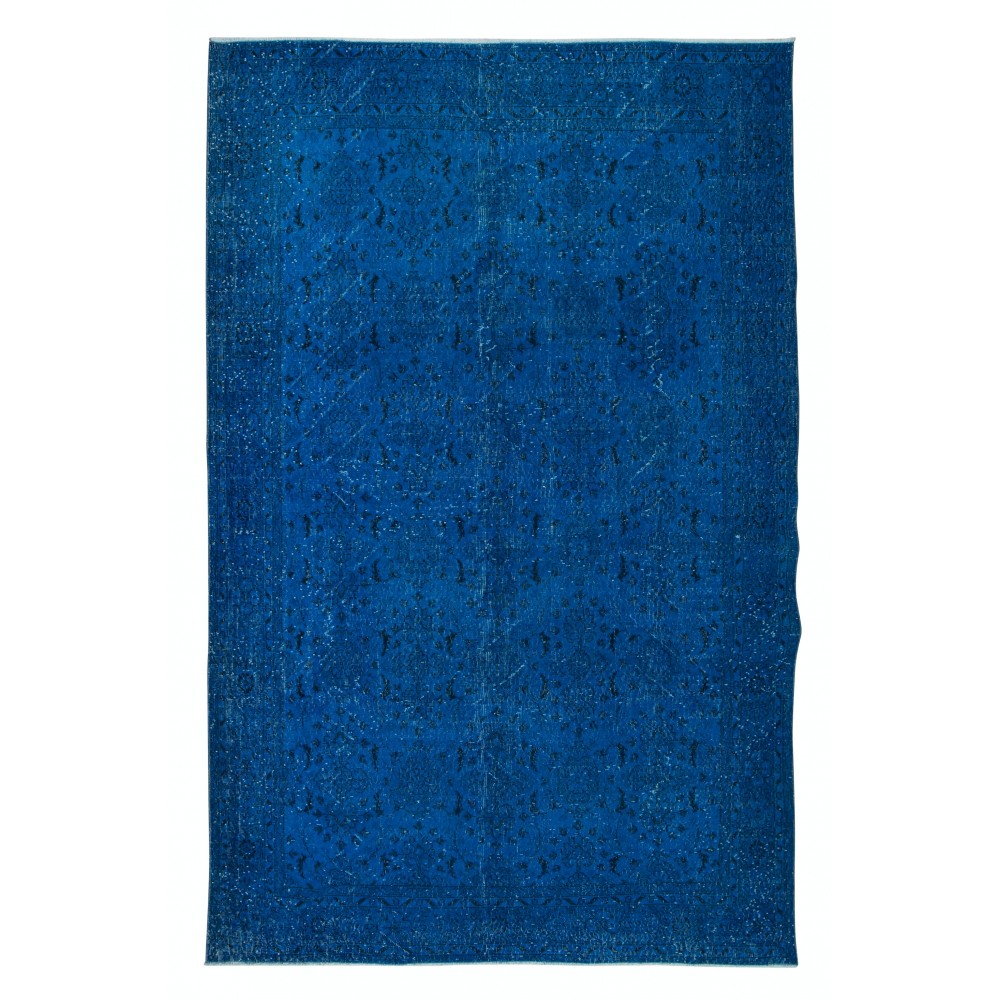 Modern Blue Handmade Area Rug, Turkish Carpet, Woolen Floor Covering