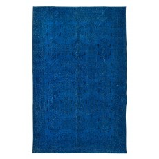 Modern Blue Handmade Area Rug, Turkish Carpet, Woolen Floor Covering