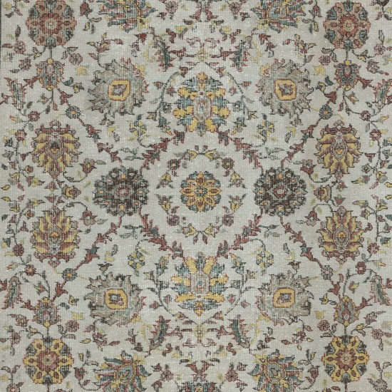 Vintage Handmade Floral Pattern Anatolian Rug for Country Homes, Rustic & Traditional Interiors