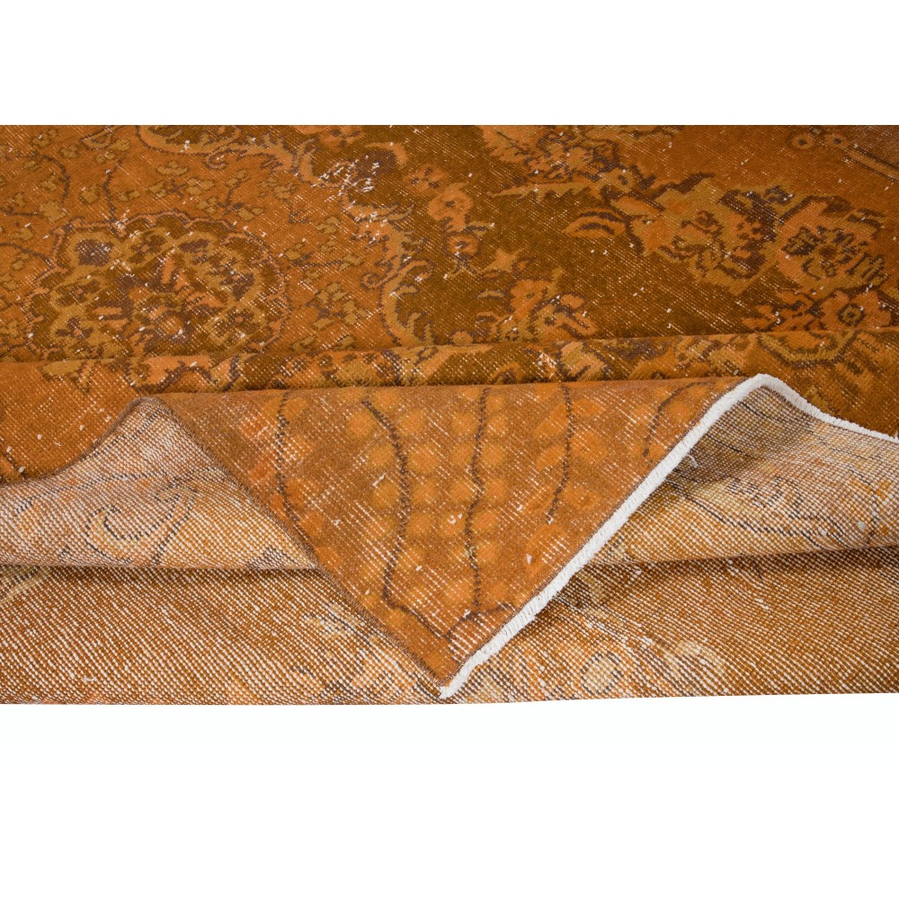 Decorative Orange Handmade Turkish Area Rug for Modern Interiors