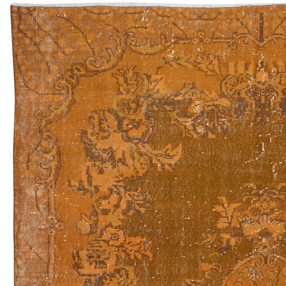 Decorative Orange Handmade Turkish Area Rug for Modern Interiors