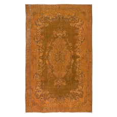 Decorative Orange Handmade Turkish Area Rug for Modern Interiors