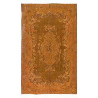 Decorative Orange Handmade Turkish Area Rug for Modern Interiors