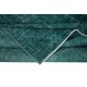Traditional Handmade Dark Green Re-Dyed Area Rug for Modern Interiors
