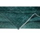 Traditional Handmade Dark Green Re-Dyed Area Rug for Modern Interiors