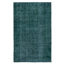 Traditional Handmade Dark Green Re-Dyed Area Rug for Modern Interiors