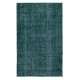 Traditional Handmade Dark Green Re-Dyed Area Rug for Modern Interiors