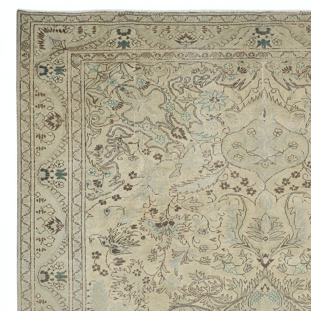 Vintage Handmade Turkish Kayseri Area Rug, Decorative Medallion Design Carpet, 100% Wool